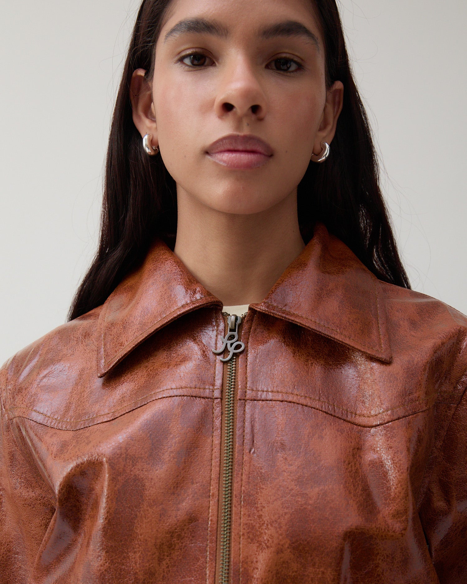 Rowan Jacket Faux Leather Brown – REJINA PYO