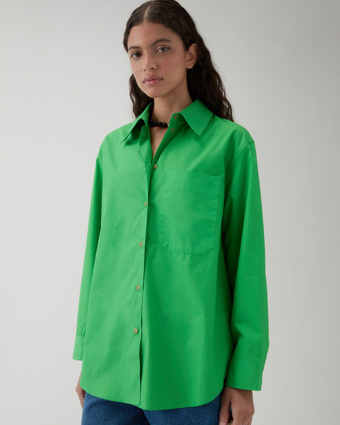 Caprice Shirt Cotton Green – REJINA PYO