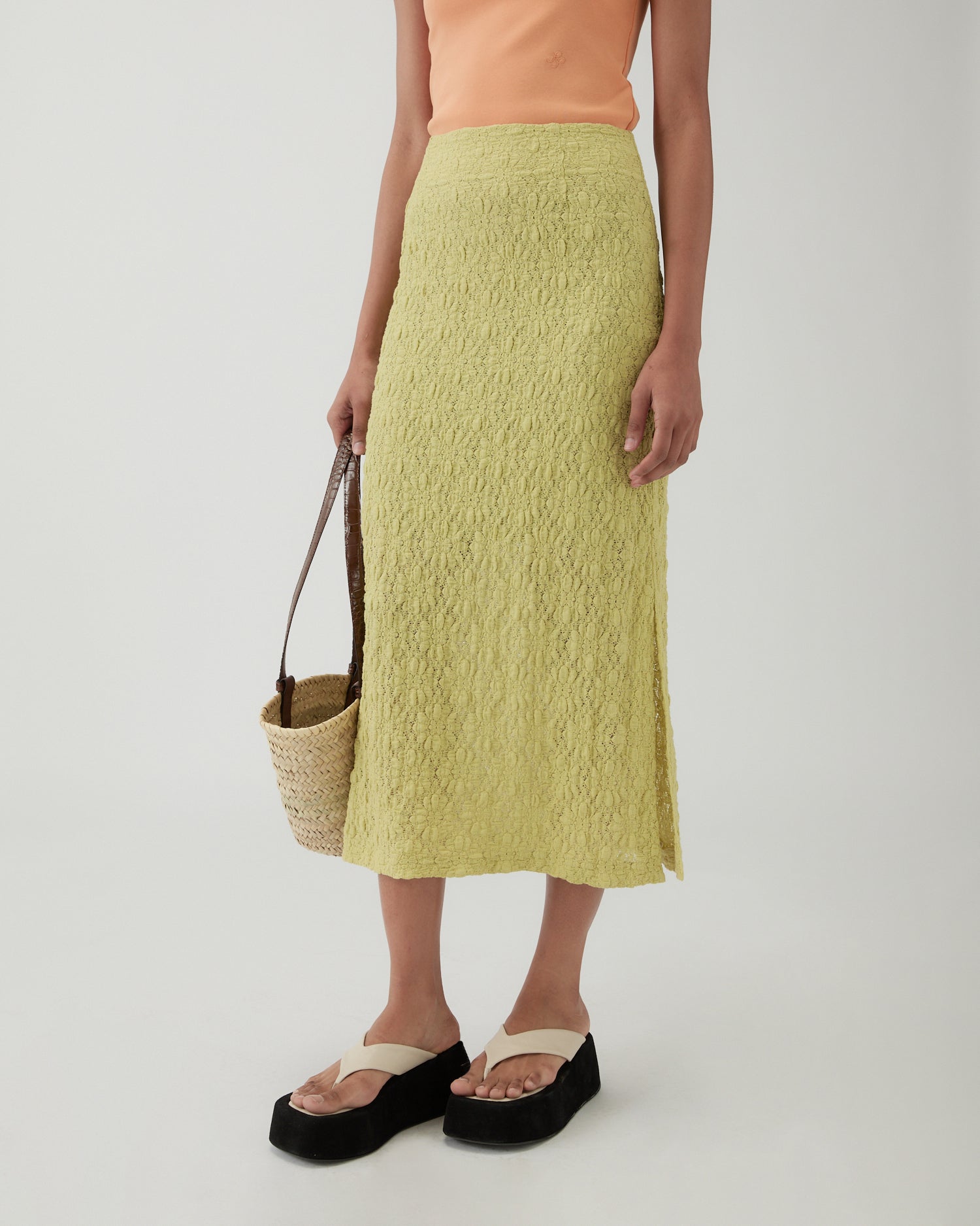 Justine Skirt Lace Floral Lime – REJINA PYO