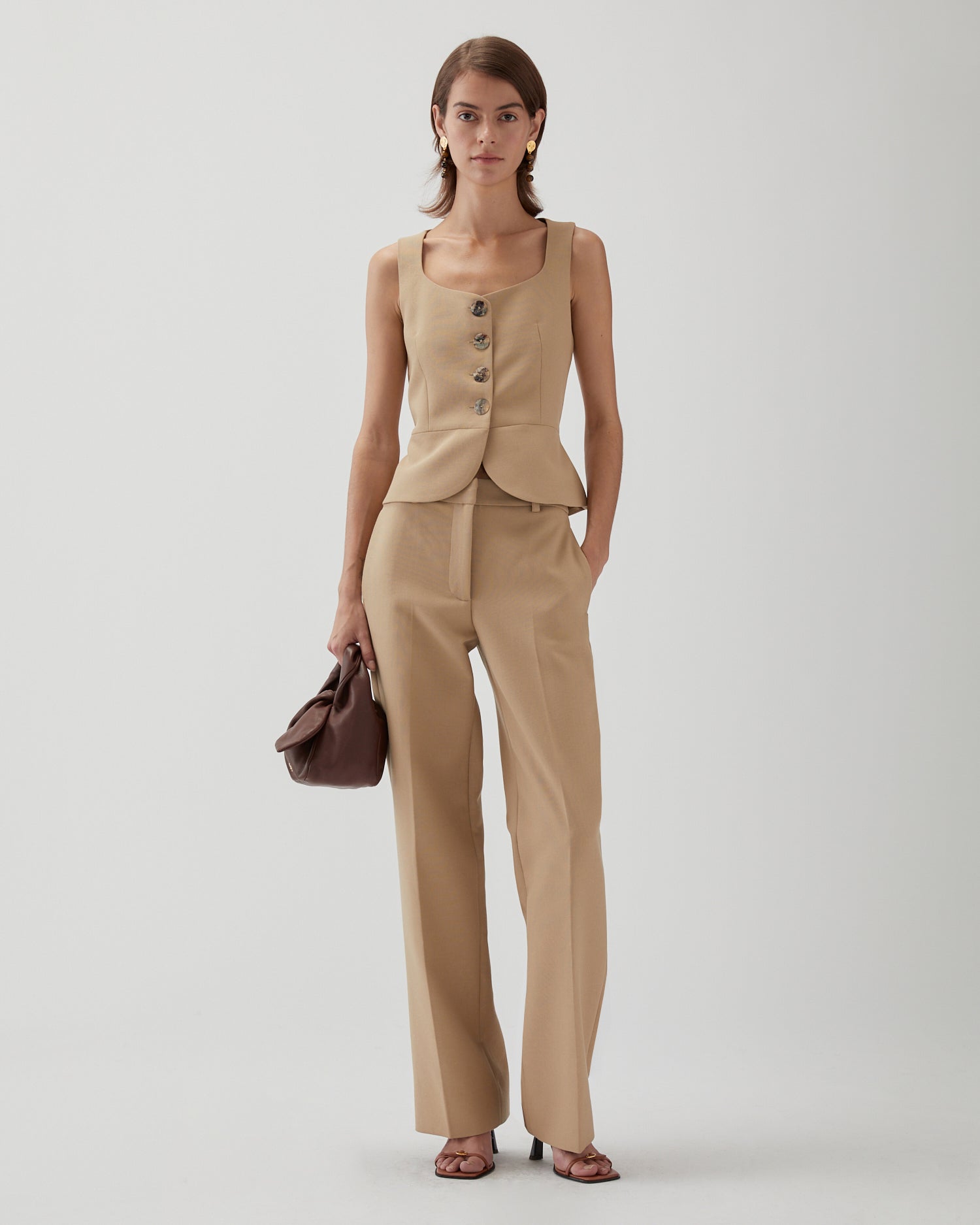 Eunice Vest Cotton Silk Double-face Beige – REJINA PYO