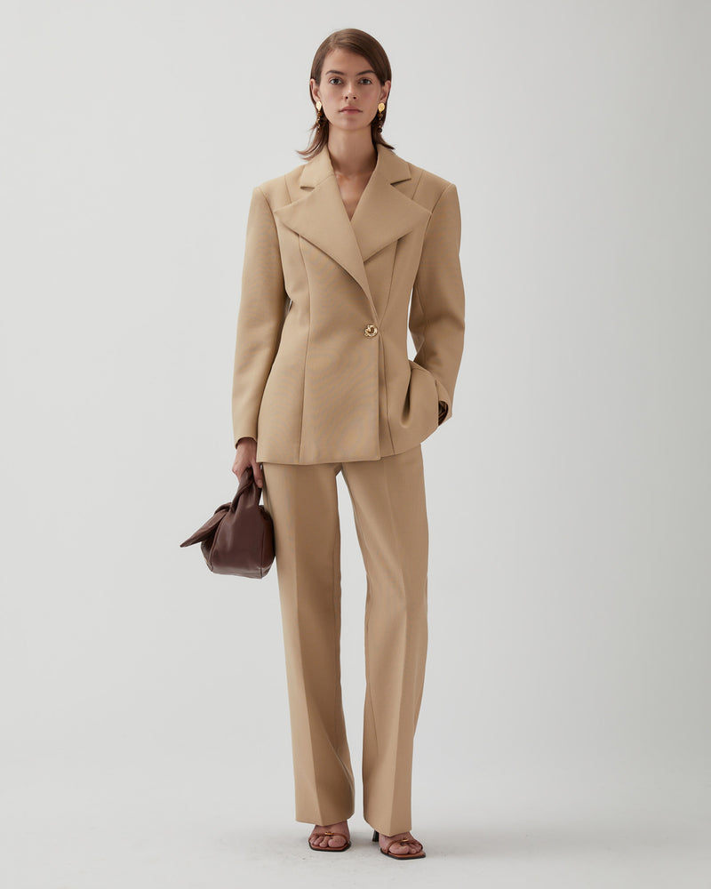 Leila Blazer Cotton Silk Double-face Beige