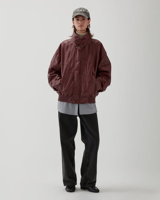 Madison Jacket Faux Leather Burgundy