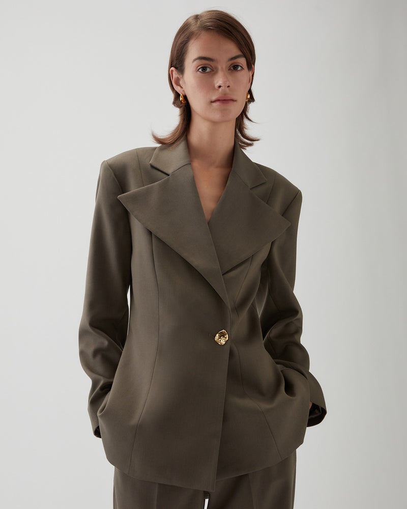 Leila Blazer Tencel Blend Grey