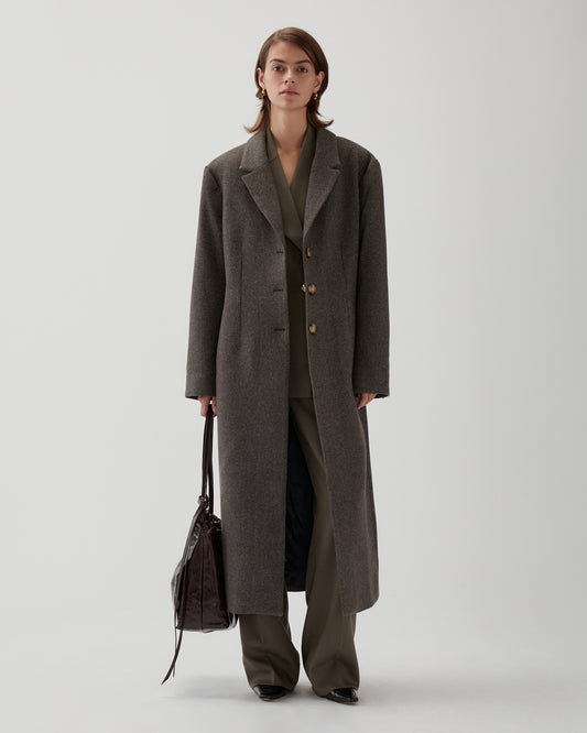Jolene Coat Wool Blend Twill Mole Brown