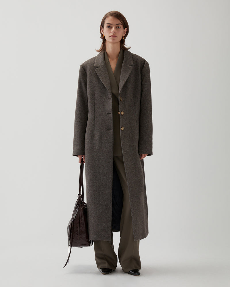 Jolene Coat Wool Blend Twill Mole Brown