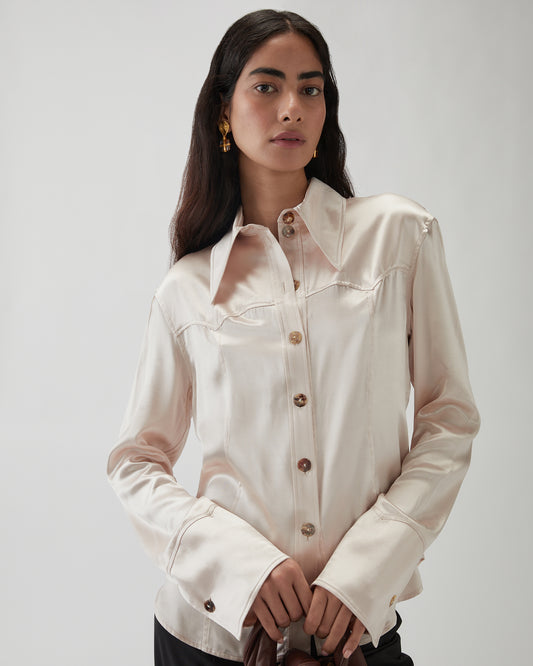 Camilla Shirt Satin Viscose Parchment