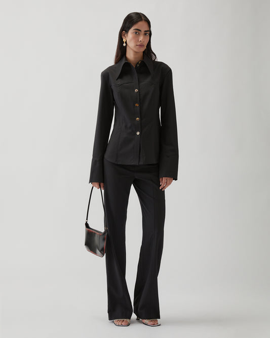 Camilla Shirt Wool Suiting Black