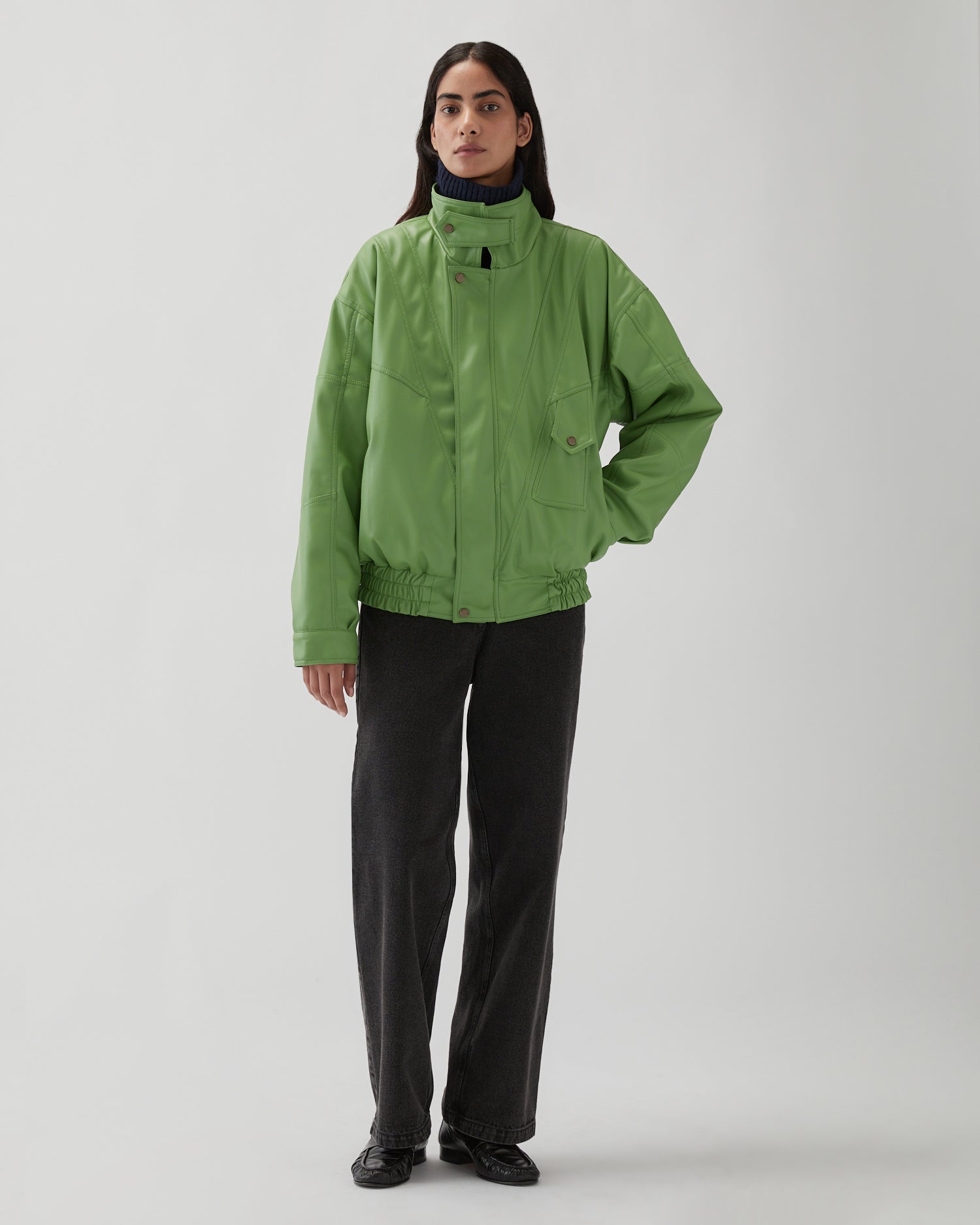 Madison Jacket Faux Leather Green – REJINA PYO