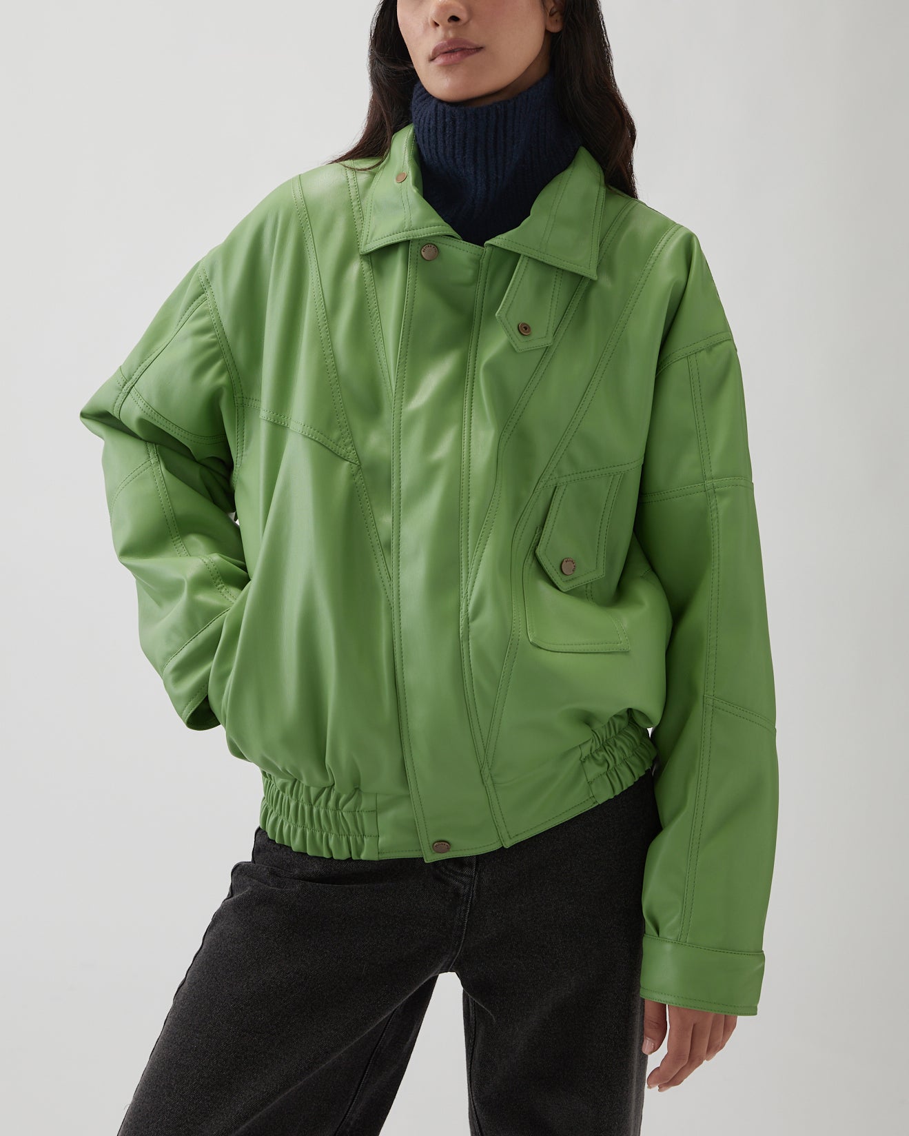 Madison Jacket Faux Leather Green – REJINA PYO