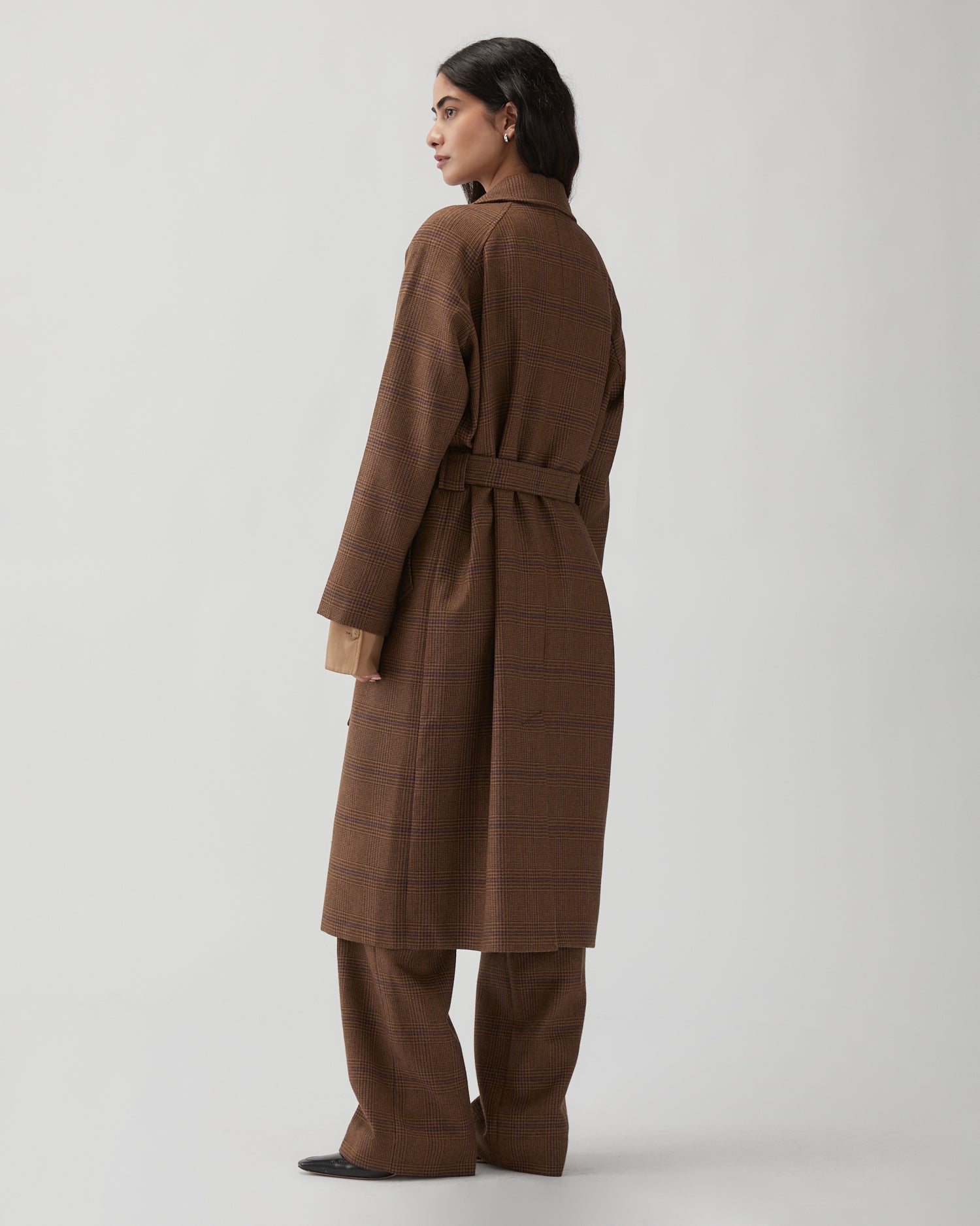 Alice Coat Wool Check Brown – REJINA PYO