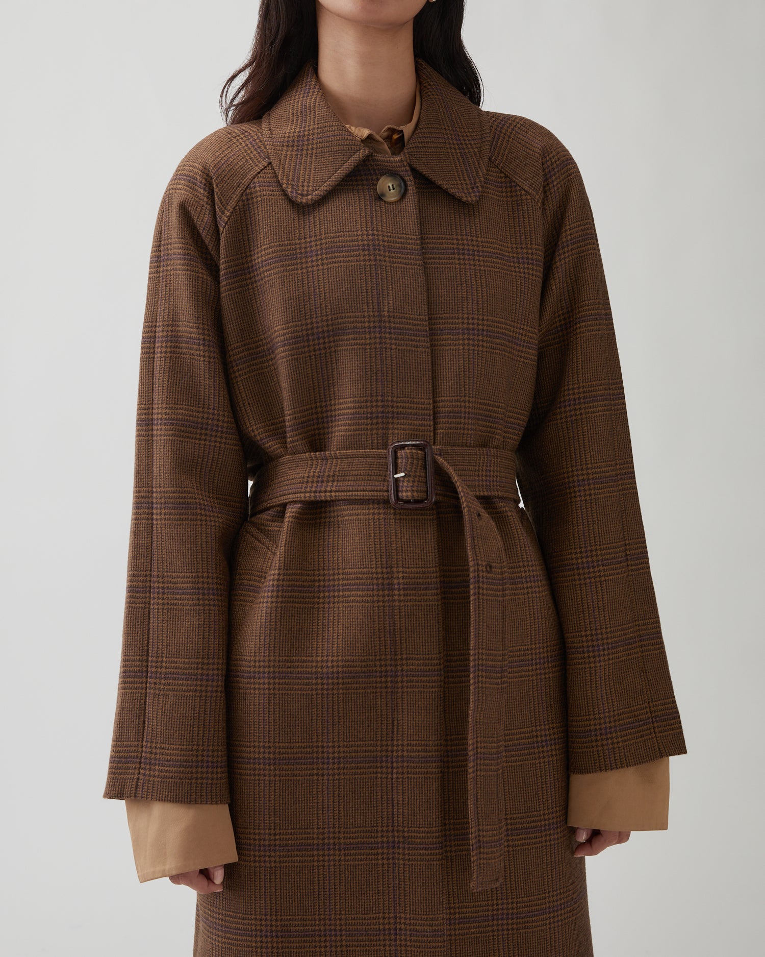 Alice Coat Wool Check Brown – REJINA PYO
