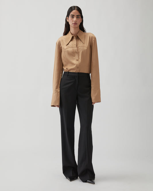 Cathy Trousers Wool Suiting Black