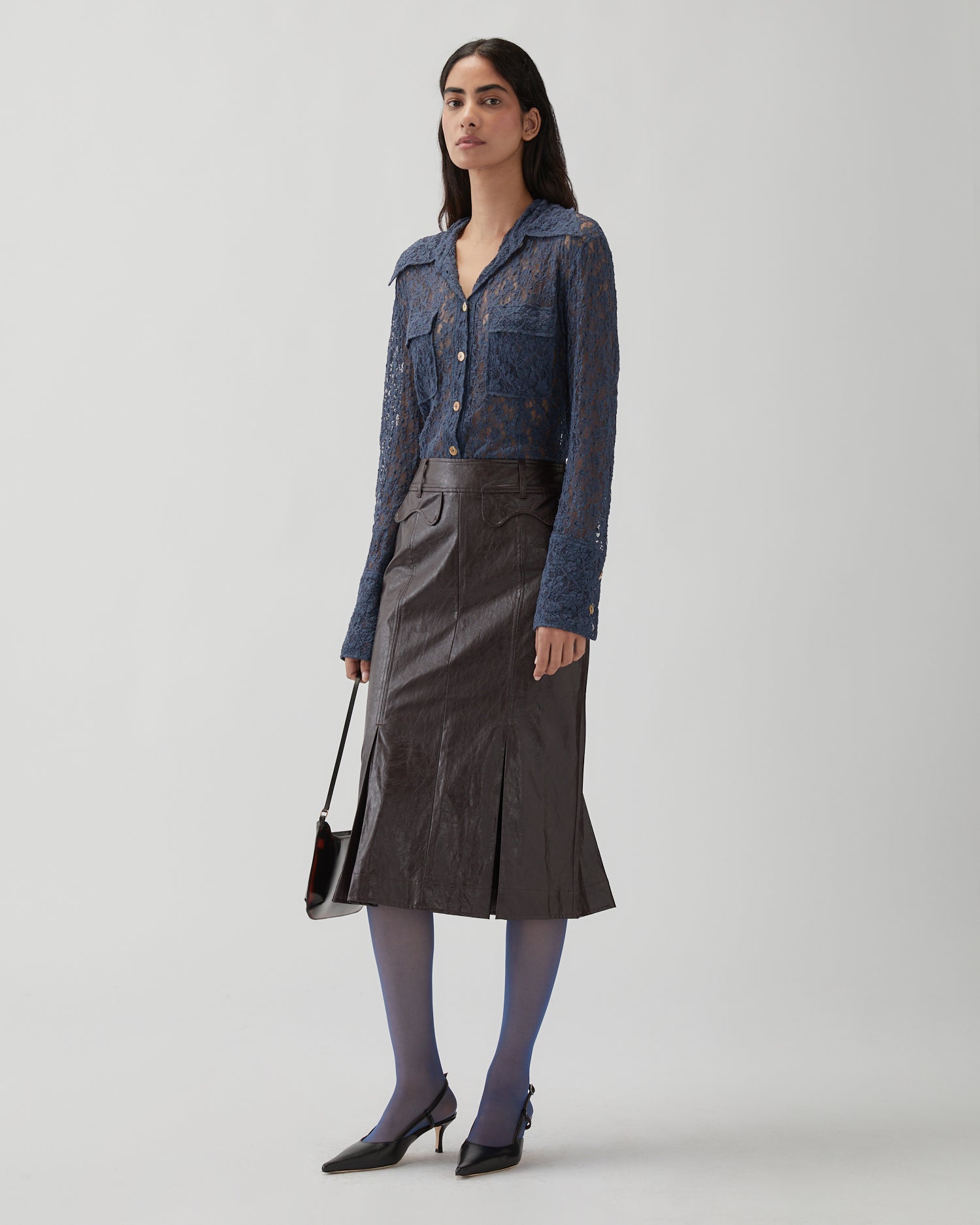 Monroe Skirt Faux Leather Burgundy – REJINA PYO