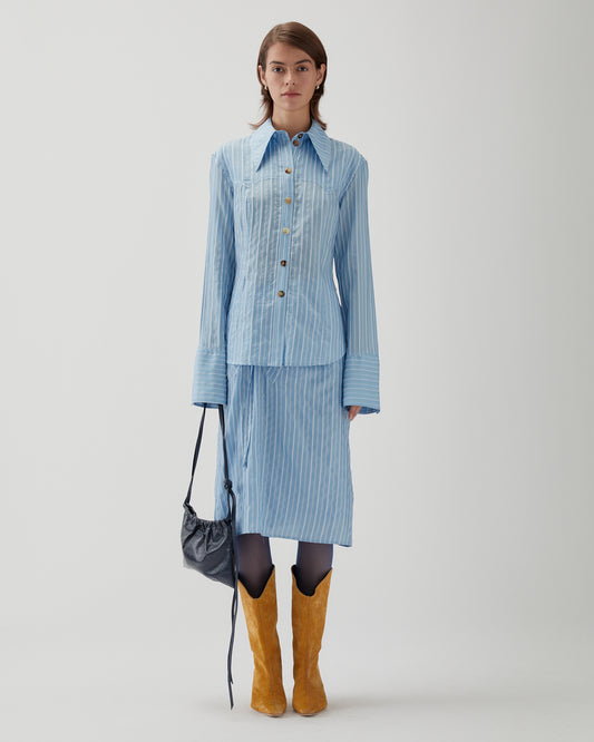 Camilla Shirt Viscose Blend Stripe Blue