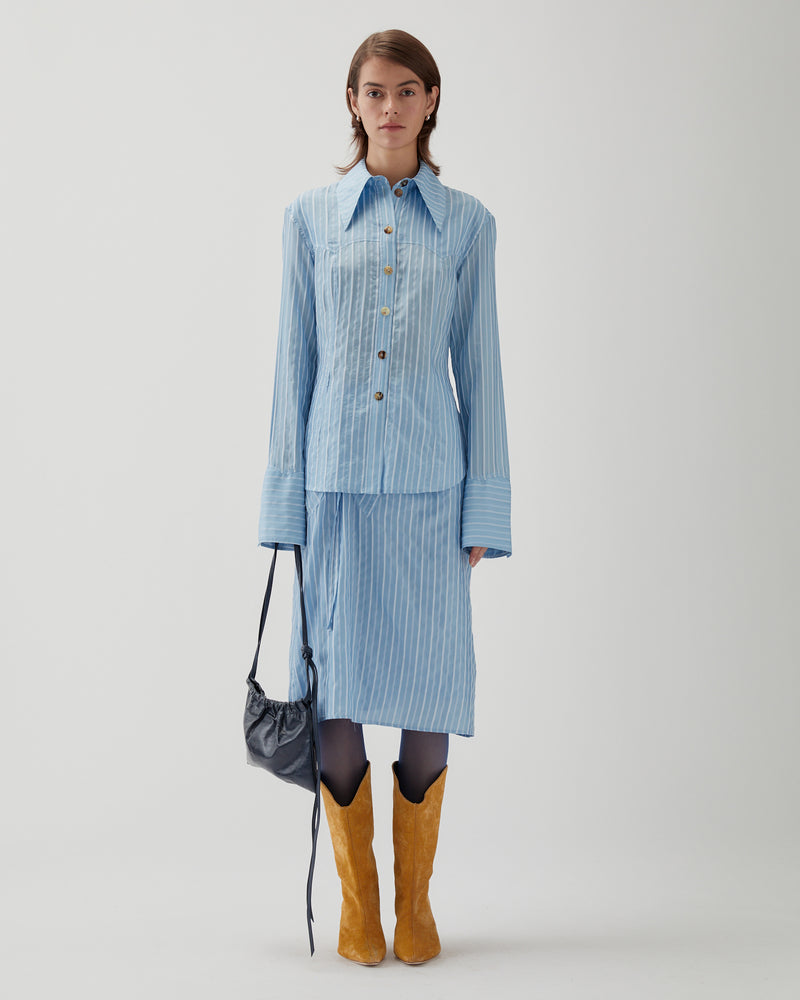 Camilla Shirt Viscose Blend Stripe Blue