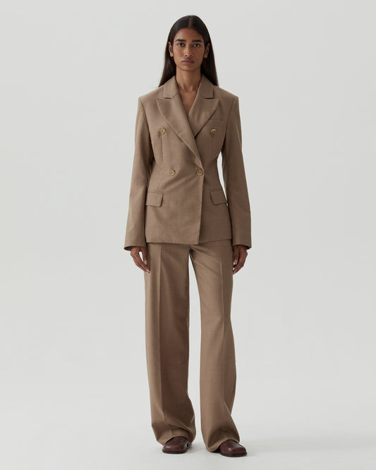 Olivia Blazer Wool Suiting Walnut