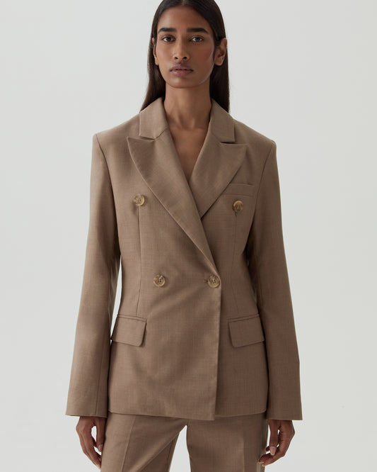 Olivia Blazer Wool Suiting Walnut