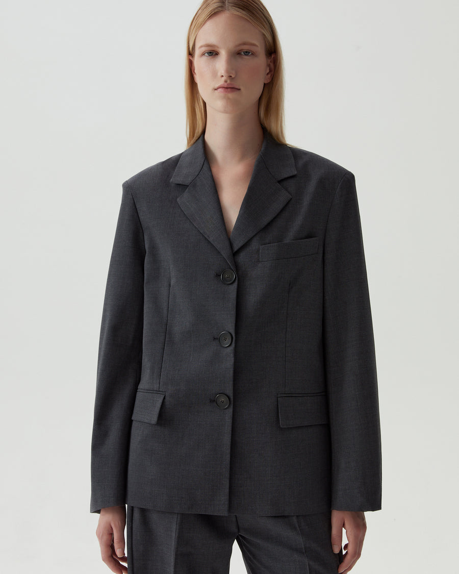 Delphi Blazer Wool Suiting Charcoal