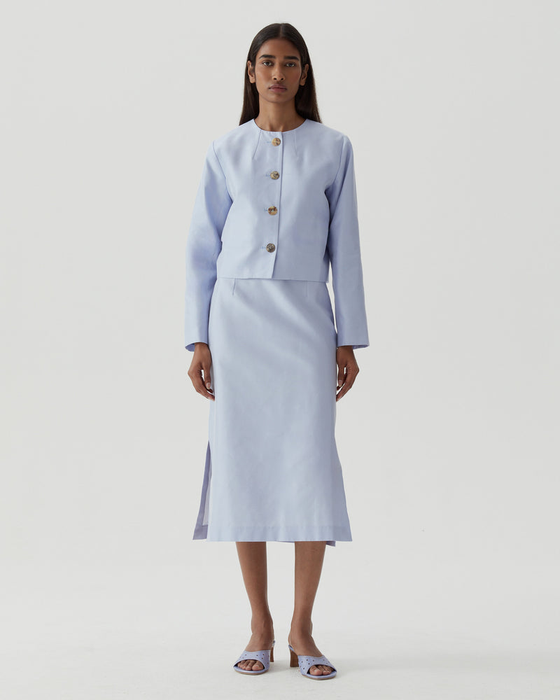 Cleo Jacket Silk Cotton Taffeta Blue