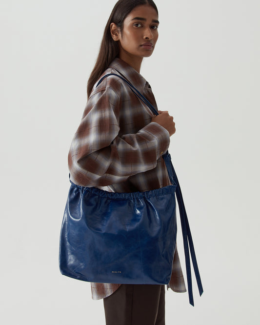 Felix Crossbody Tote Leather Blue