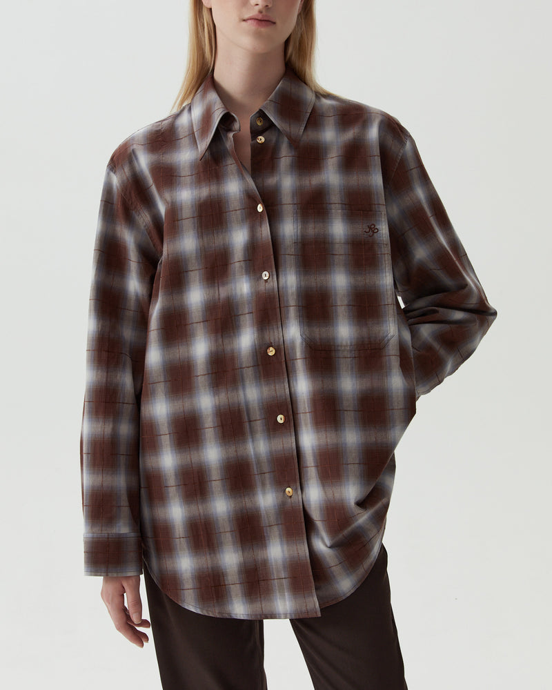 Caprice Shirt Cotton Check Brown