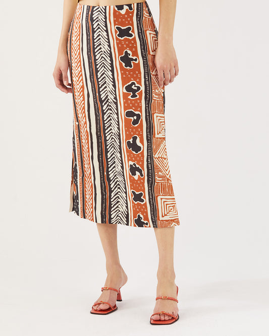 Justine Skirt Tencel Print Brown