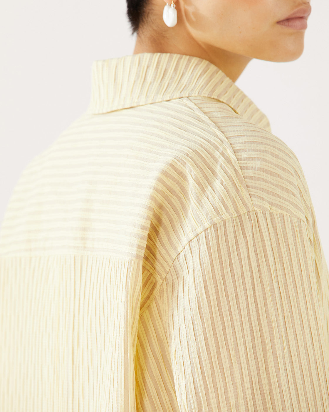 Caprice Shirt Cotton Seersucker Stripe Yellow