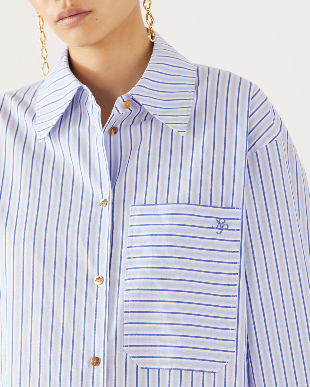 Caprice Shirt Cotton Stripe Blue