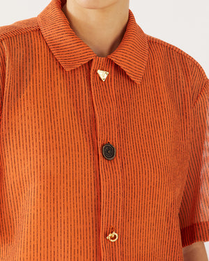 Marty Shirt Mesh Stripe Orange