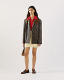 Andrea Jacket Faux Leather Distressed Brown