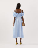 Ophelia Dress Pleated Cotton Blue