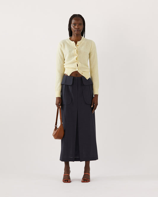 Lila Skirt Wool Blend Suiting Slate