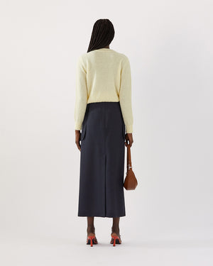 Lila Skirt Wool Blend Suiting Slate