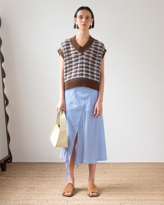 Joey Skirt Satin Stripe Blue