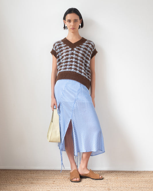 Joey Skirt Satin Stripe Blue