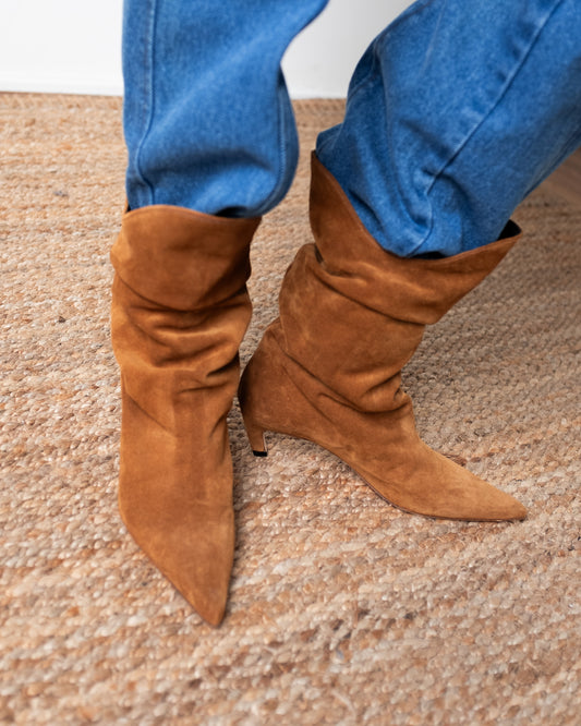 Slouchy Boot Suede Tan