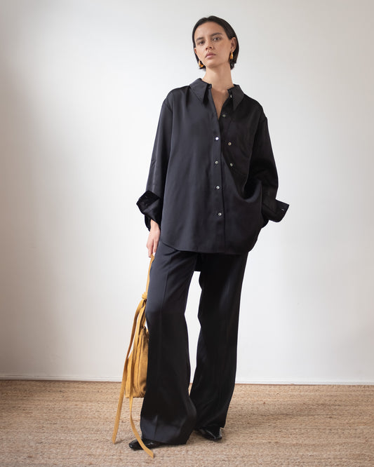 Ellis Shirt Duchesse Satin Black