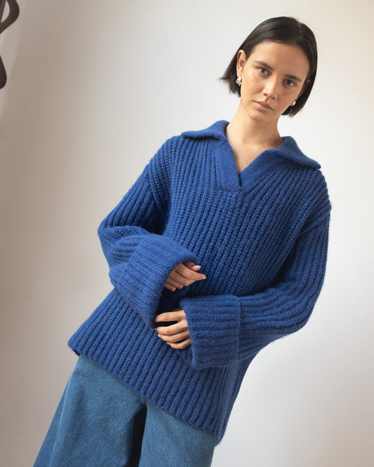 Alison Sweater Chunky Alpaca Electric Blue