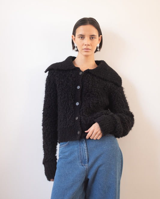 Ashley Cardigan Bouclé Alpaca Black