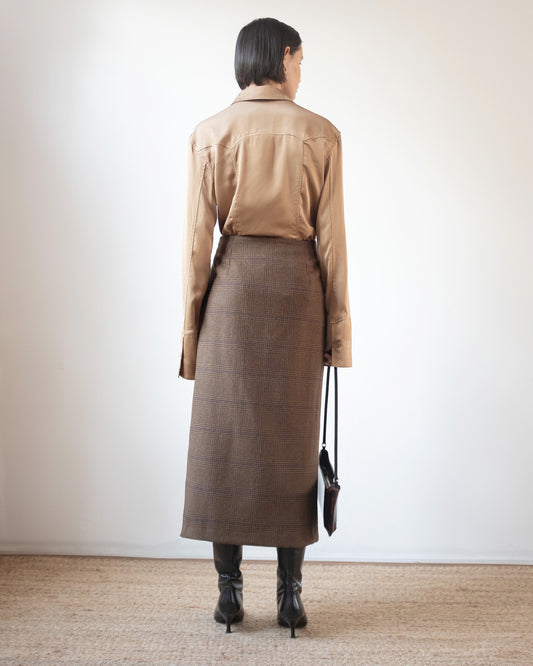 Avery Skirt Wool Check Brown