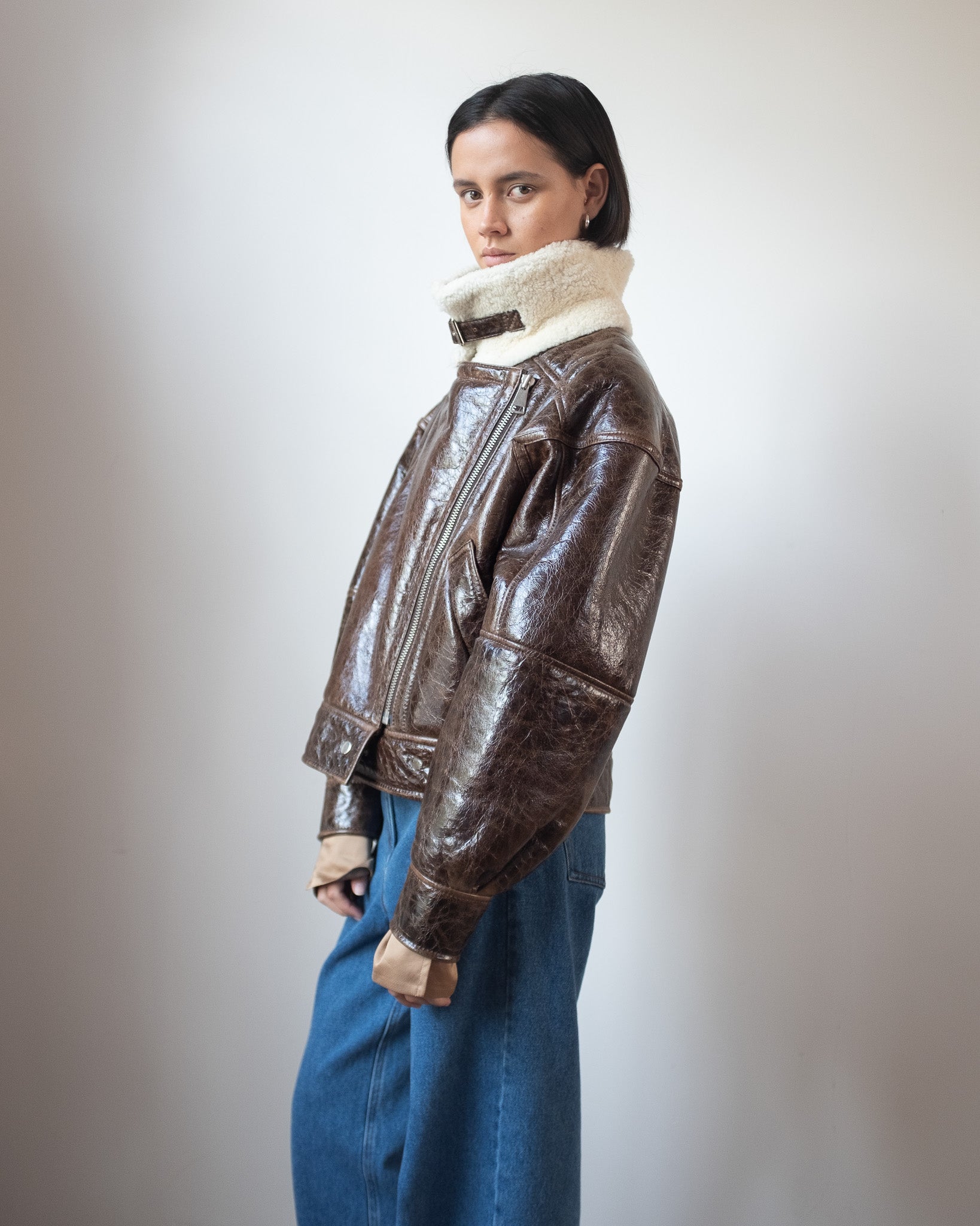 Jordan Jacket Shearling Brown – REJINA PYO