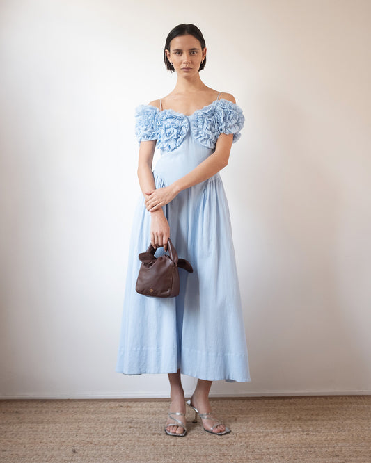 Ophelia Dress Pleated Cotton Blue