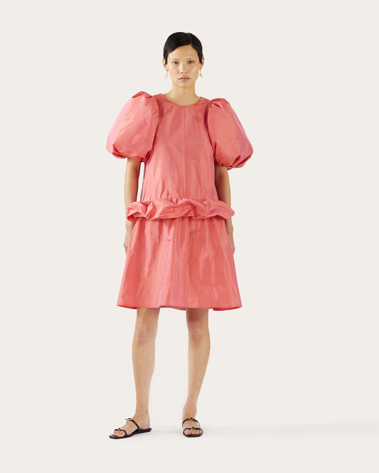 Daisy Dress Silk Taffeta Coral