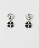Squiggle Earrings Silver Plated with Black Onyx
