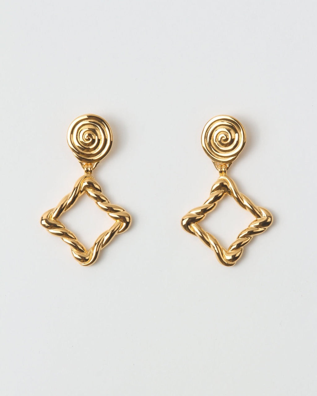 Rectangle Twirl Earrings Gold Plated