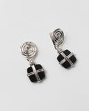Squiggle Earrings Silver Plated with Black Onyx