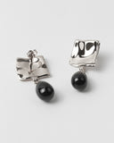 Folded Drop Earrings Silver Plated with Black Onyx