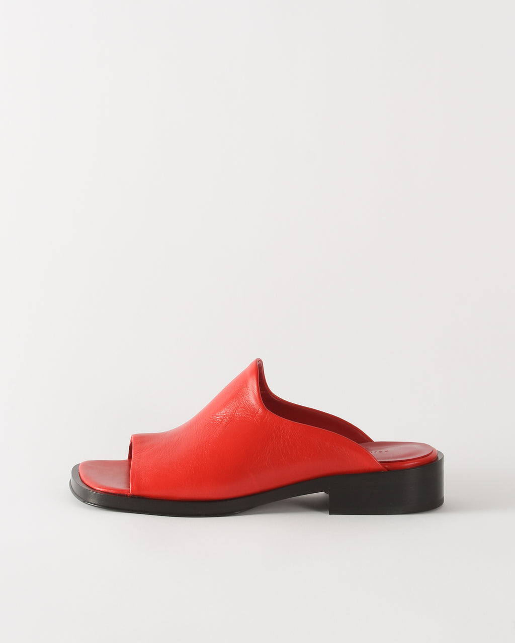 Flat Mule Leather Rosso