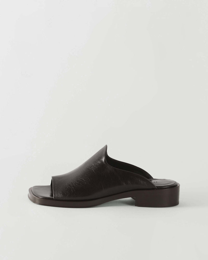 Flat Mule Leather Black