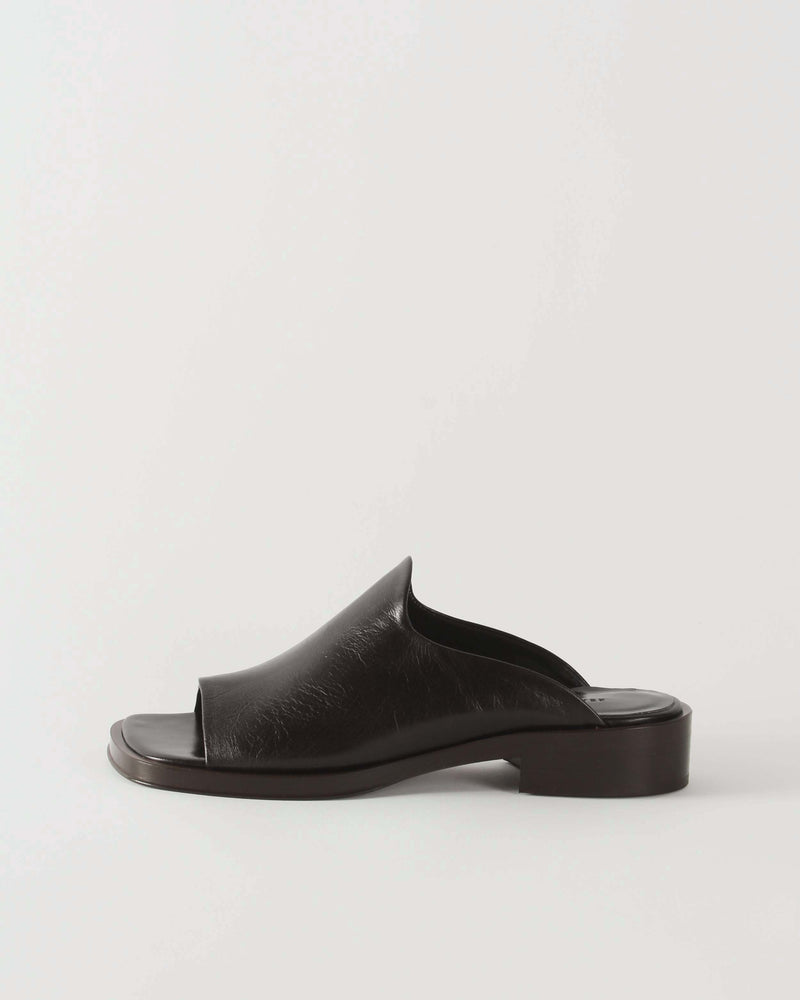 Flat Mule Leather Black